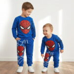 Βρεφικό Σετ Χοντρές Φόρμες Φούτερ, Μπλούζα και Παντελόνι με Σχέδιο Υπερήρωα - Μπλε (ΣΠΑΙ-112040)