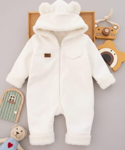 Φορμάκι Χειμερινό Fleece με Κουκούλα Μονόχρωμο – Άσπρο (113072)