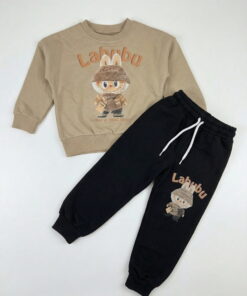 Παιδικό Σετ Λεπτή Μακό Μπλούζα και Παντελόνι με Ήρωα Κινουμένων Σχεδίων - Μπεζ (ΛΑΜΠ-113038)