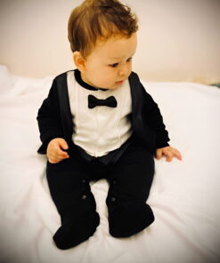 Βρεφικό Luxury Φορμάκι Εξόδου Ολόσωμο Στυλ Σμόκιν – Μαύρο (113162)