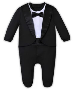 Βρεφικό Luxury Φορμάκι Εξόδου Ολόσωμο Στυλ Σμόκιν – Μαύρο (113162)