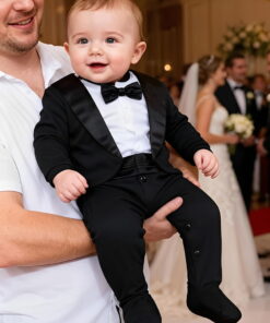 Βρεφικό Luxury Φορμάκι Εξόδου Ολόσωμο Στυλ Σμόκιν - Μαύρο (113162)