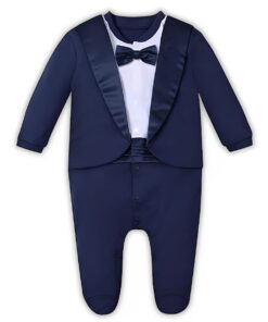 Βρεφικό Luxury Φορμάκι Εξόδου Ολόσωμο Στυλ Σμόκιν – Σκούρο Μπλε (113147)