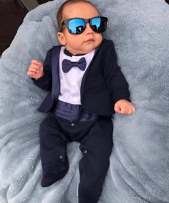 Βρεφικό Luxury Φορμάκι Εξόδου Ολόσωμο Στυλ Σμόκιν - Σκούρο Μπλε (113147)