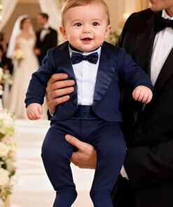 Βρεφικό Luxury Φορμάκι Εξόδου Ολόσωμο Στυλ Σμόκιν - Σκούρο Μπλε (113147)