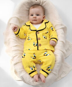 Βρεφικό Σετ Πιτζαμάκι Μπλούζα και Παντελόνι με Ήρωα Κινουμένων Σχεδίων - Κίτρινο (ΤΟΥΙ-113009)