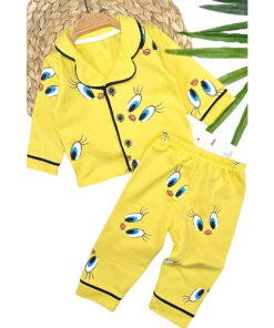 Βρεφικό Σετ Πιτζαμάκι Μπλούζα και Παντελόνι με Ήρωα Κινουμένων Σχεδίων - Κίτρινο (ΤΟΥΙ-113009)